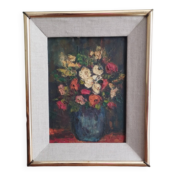 Bouquet of flowers - Oil on canvas framed.