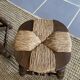 Paire de tabourets bois et paille vintage