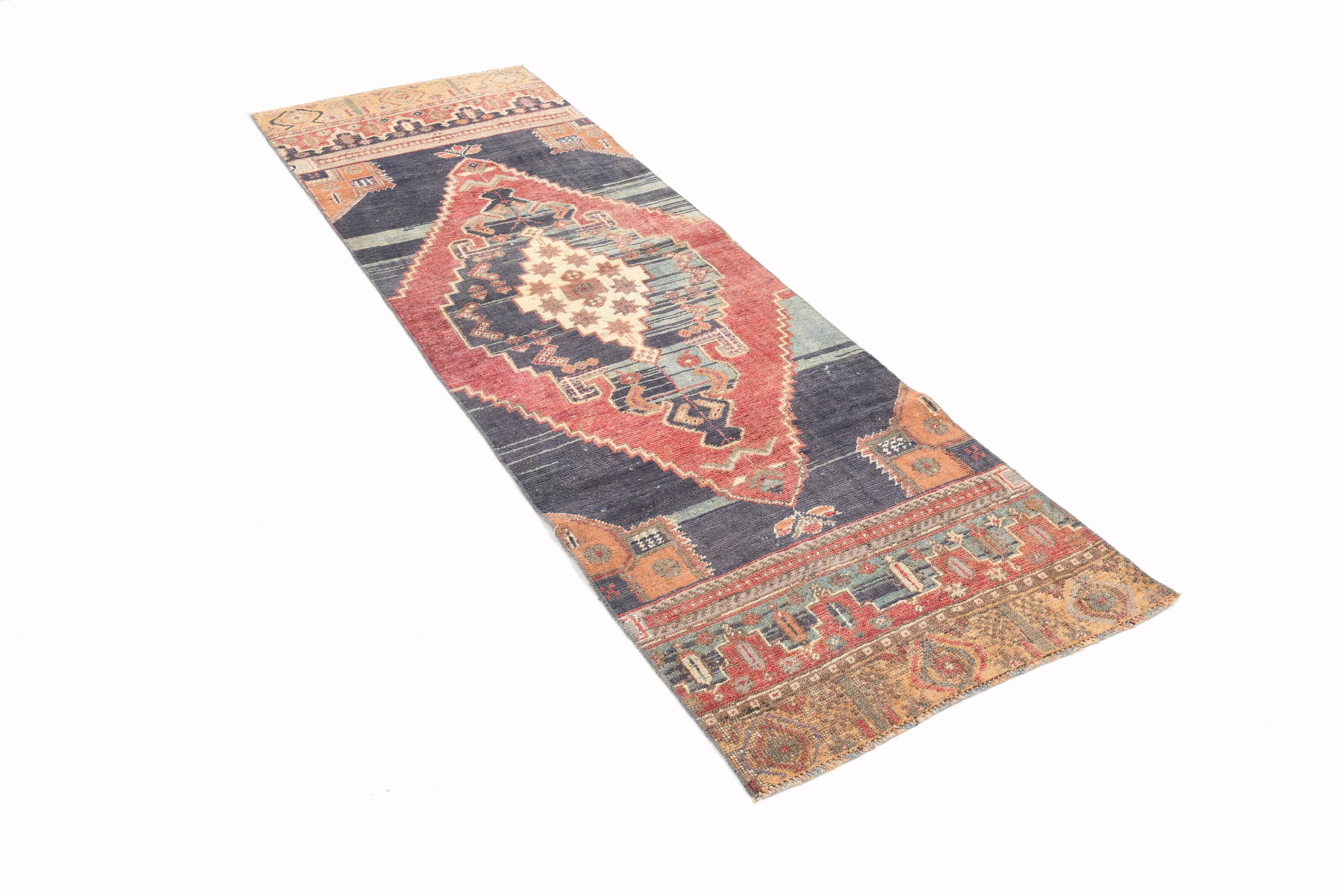 2x7 Small Size Vintage Runner Rug, 69x220Cm