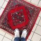 Rare square vintage 1970s Persian Hamadan rug 83cm x 89cm - 1C1250