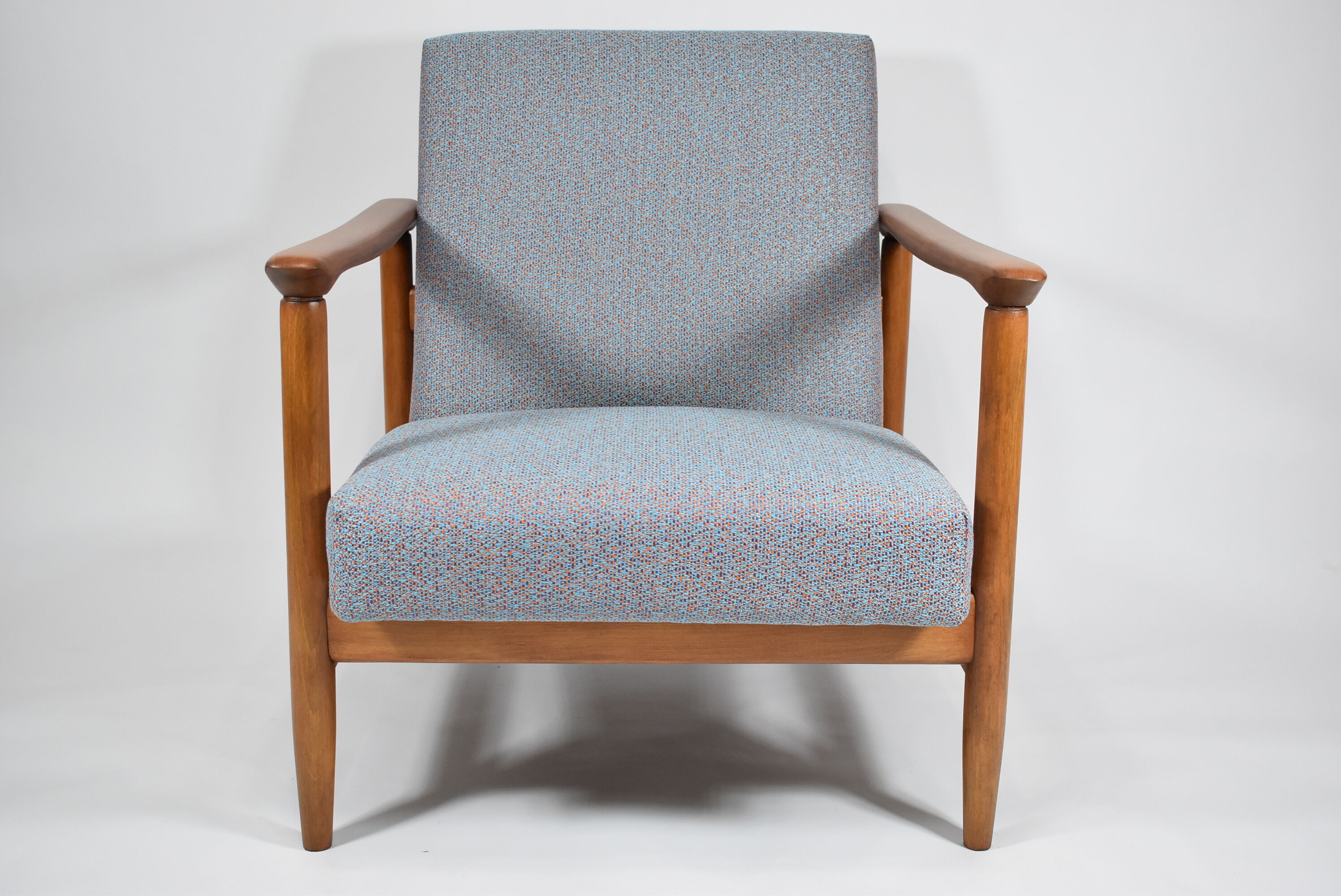 Vintage Polish armchair, model GFM-142, 1960s,  fully renovated, grey fabric