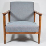 Fauteuil polonais vintage, modèle GFM-142, années 1960, entièrement rénové, tissu gris