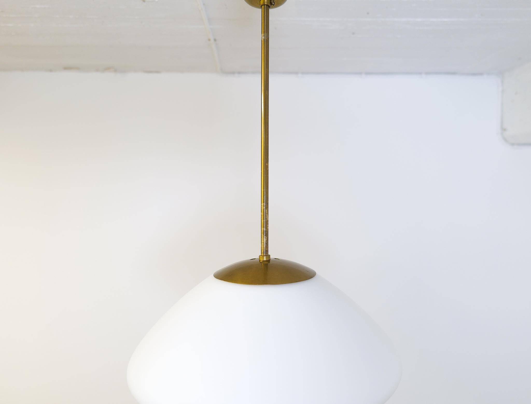 Large opaline pendant / modern brass mid-century ASEA Sweden, 1940s