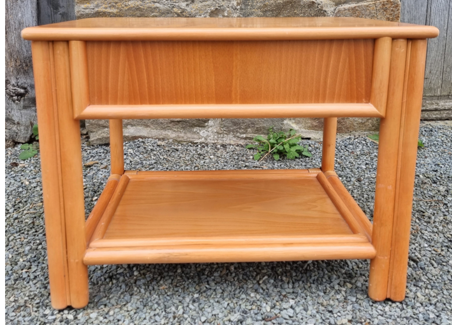 Maugrion bedside table for Roche Bobois, wood and rattan, 80s