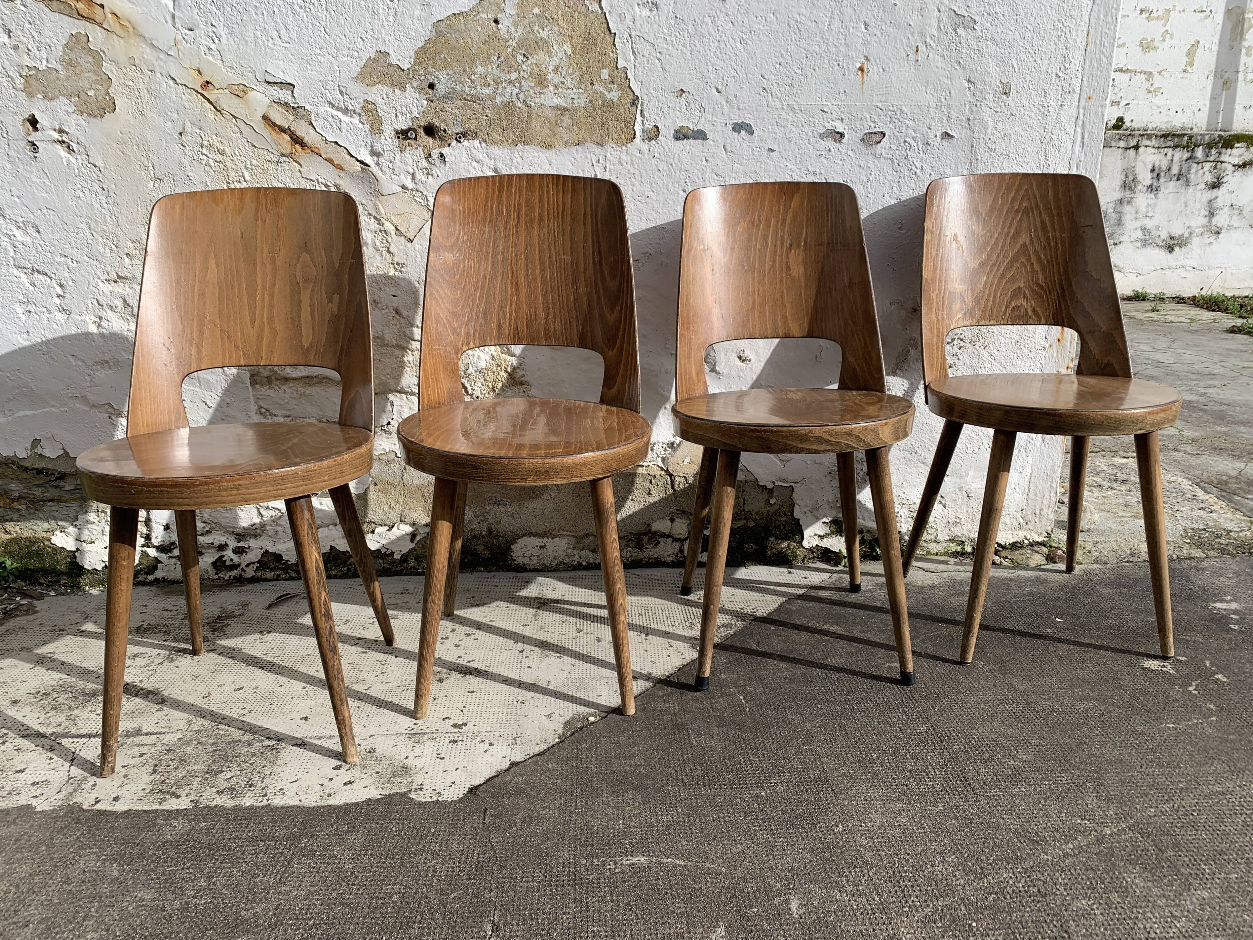 Ensemble de 4 chaises de bistrot baumann
