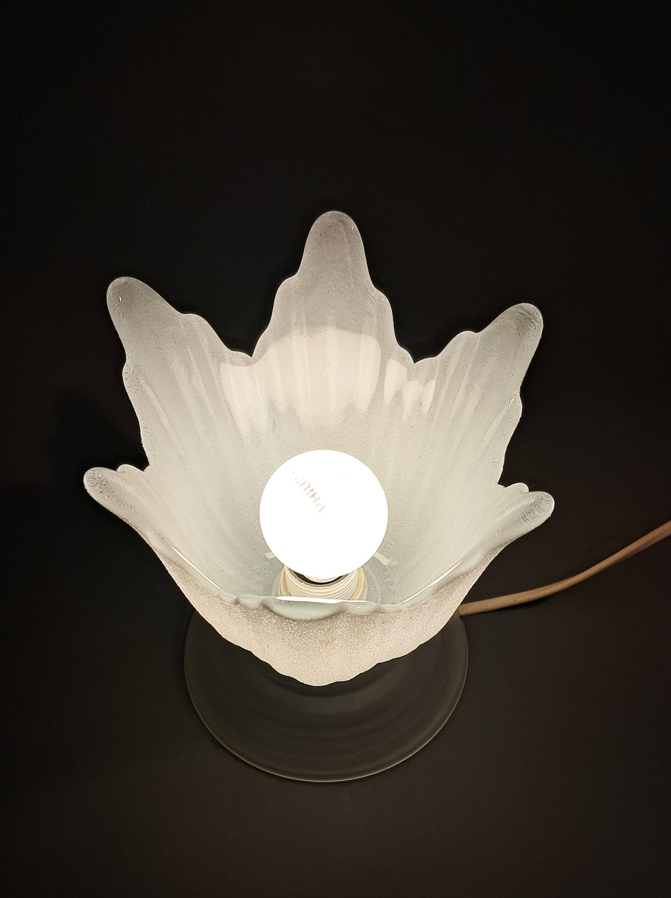 Art Deco style 1960s bedside lamp in molded and granite glass.