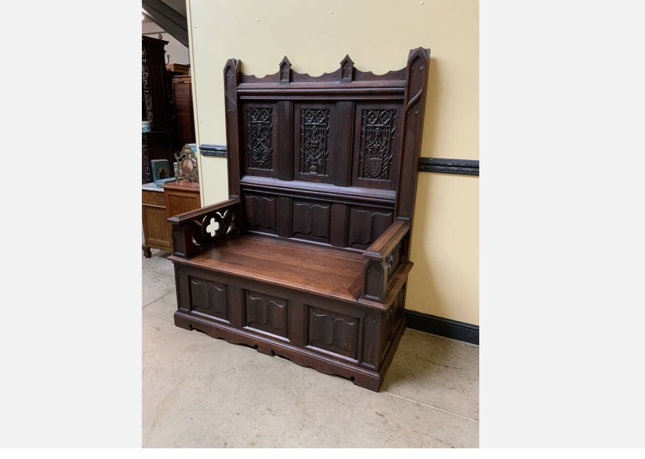 Antique - Impressive Neo-Gothic Chest Bench