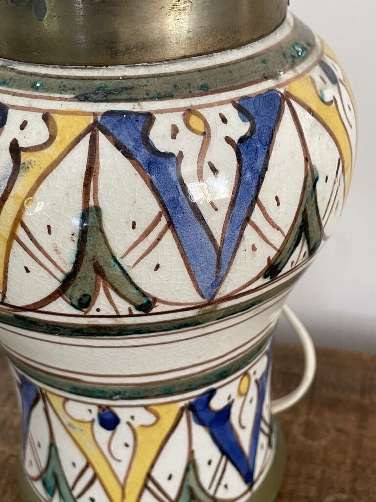 Ceramic lamp and vintage brass