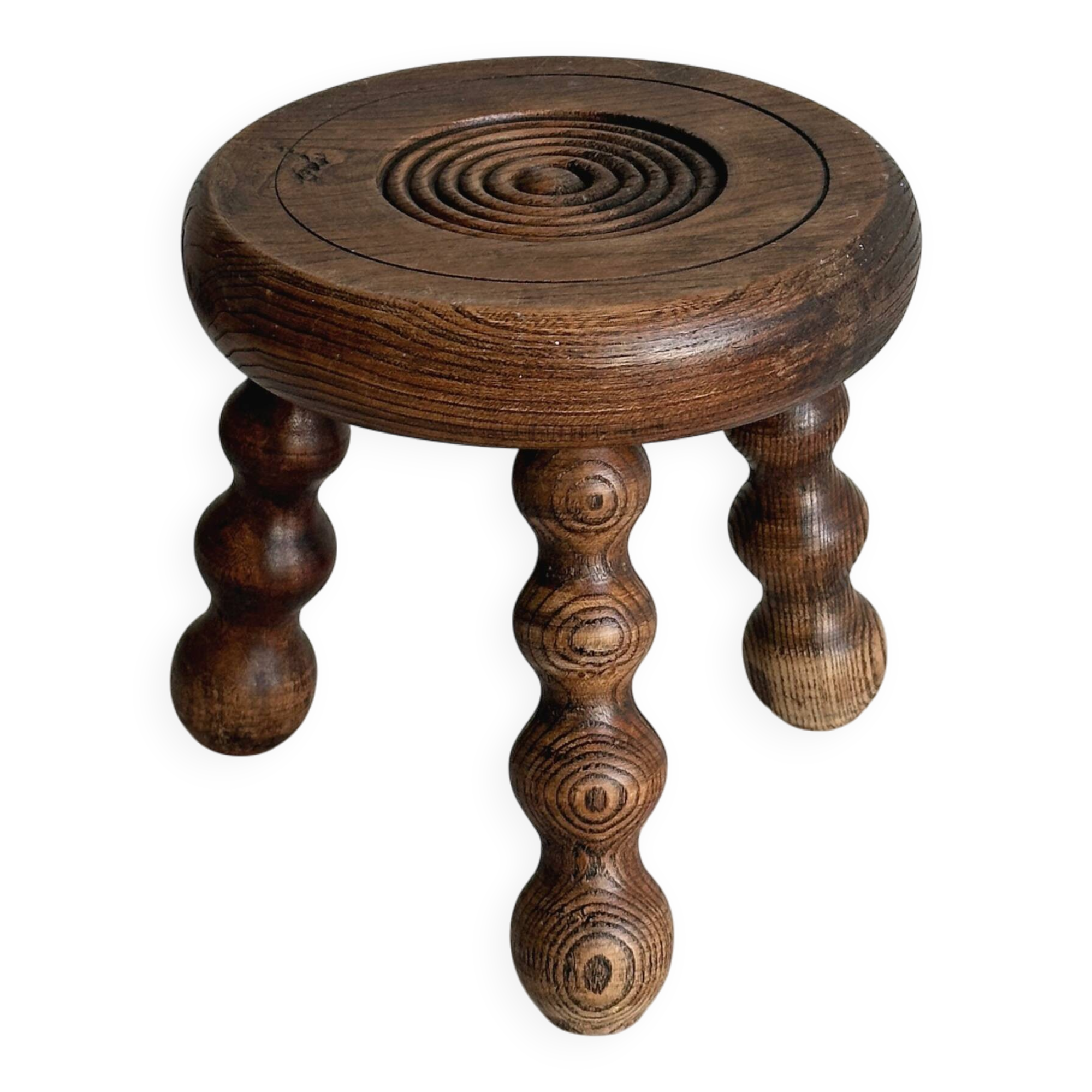 Small turned wooden tripod stool