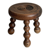 Petit tabouret tripode bois tourné