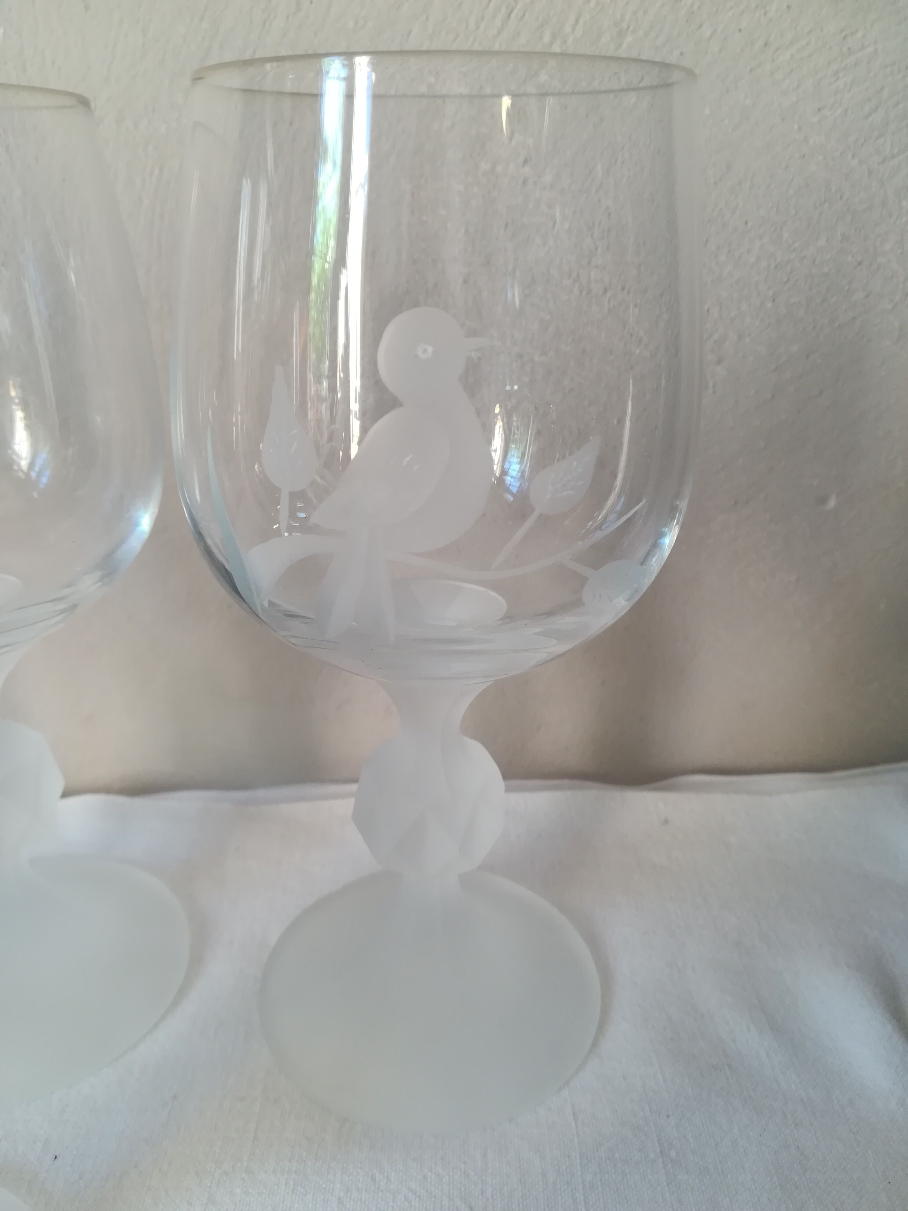 Set of 6 engraved crystal glasses