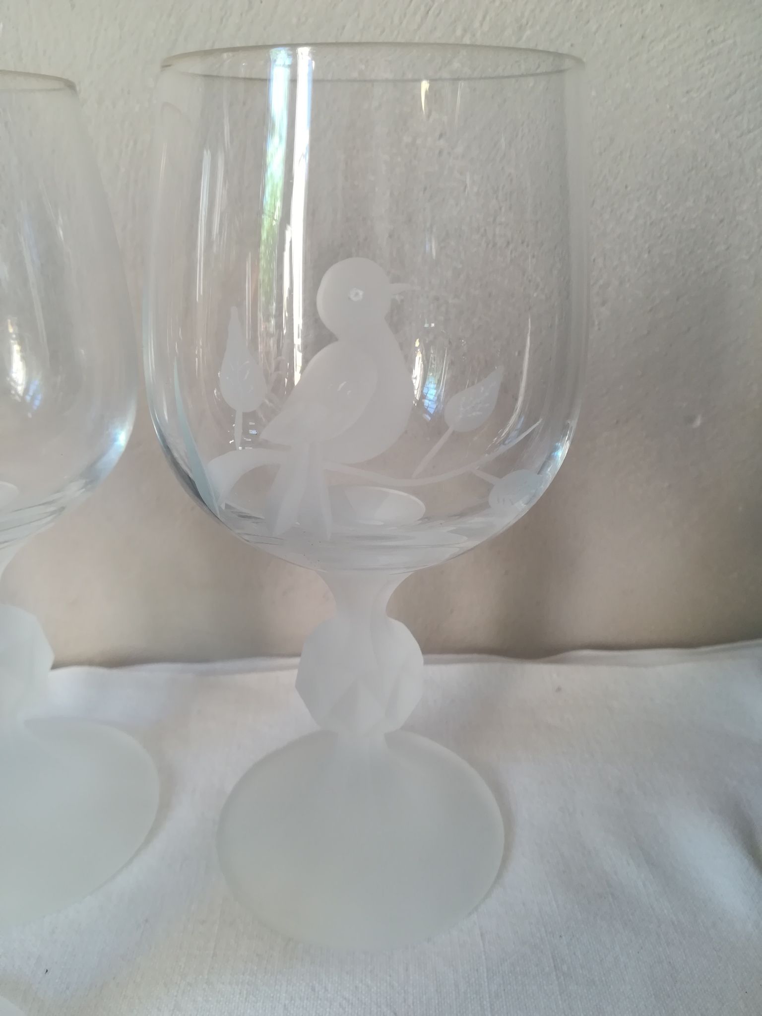 Set of 6 engraved crystal glasses