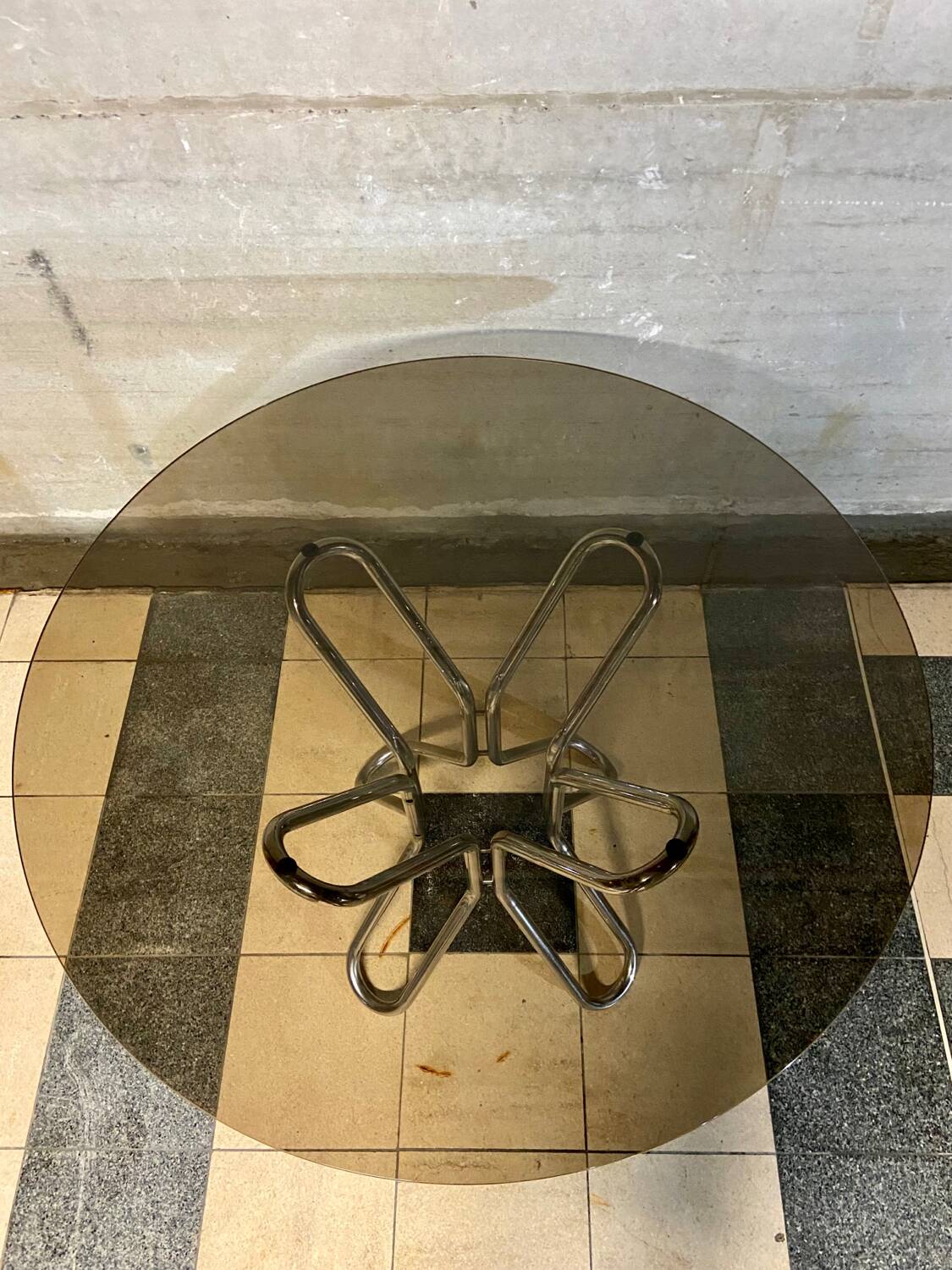 Vintage smoked glass table