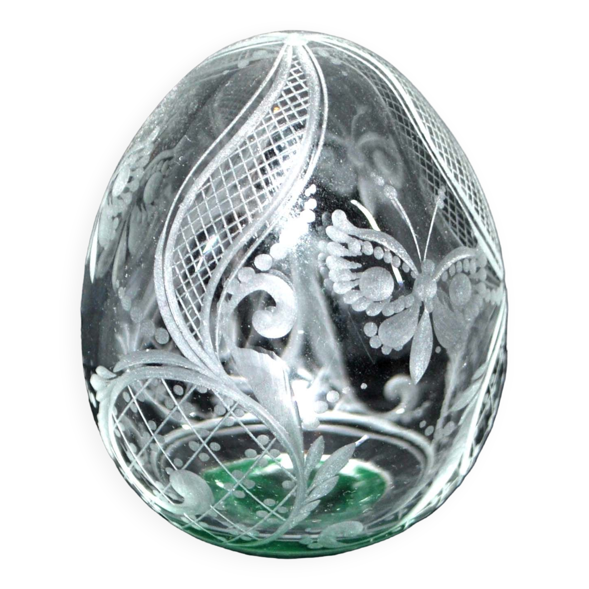 Fabergé egg in crystal engraved "butterfly" faberge modern russia 6.5cm