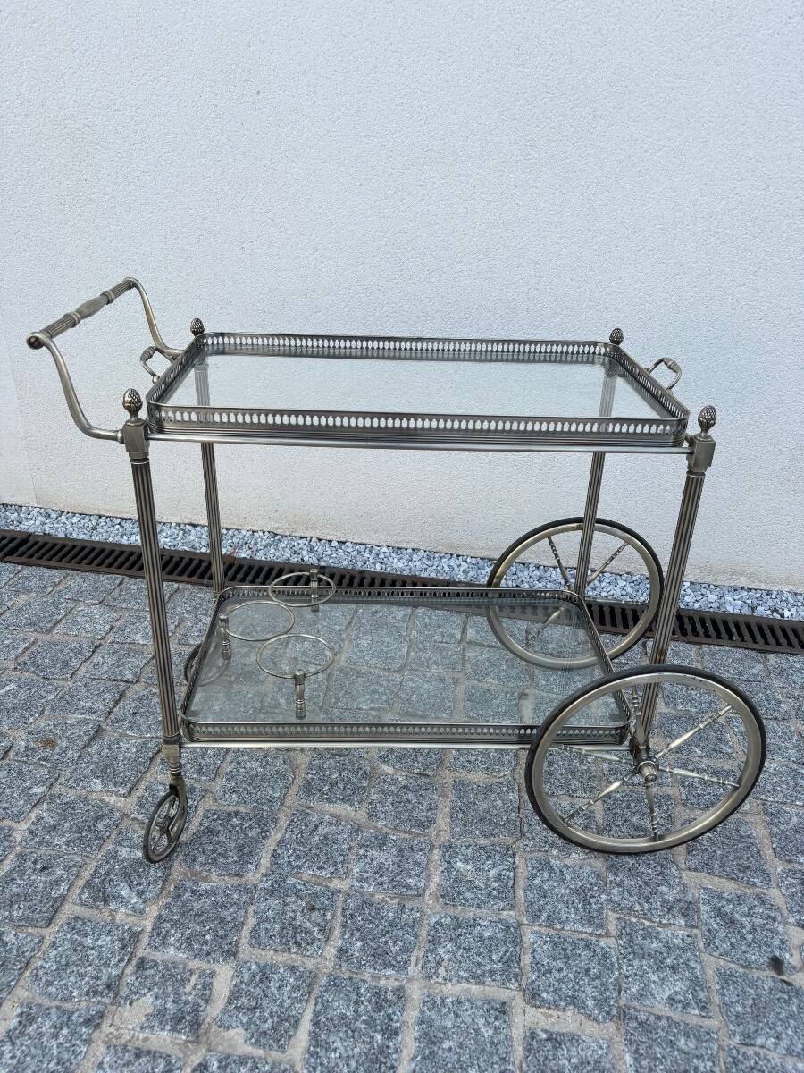 Jansen Silver-finish Rolling Serving Cart