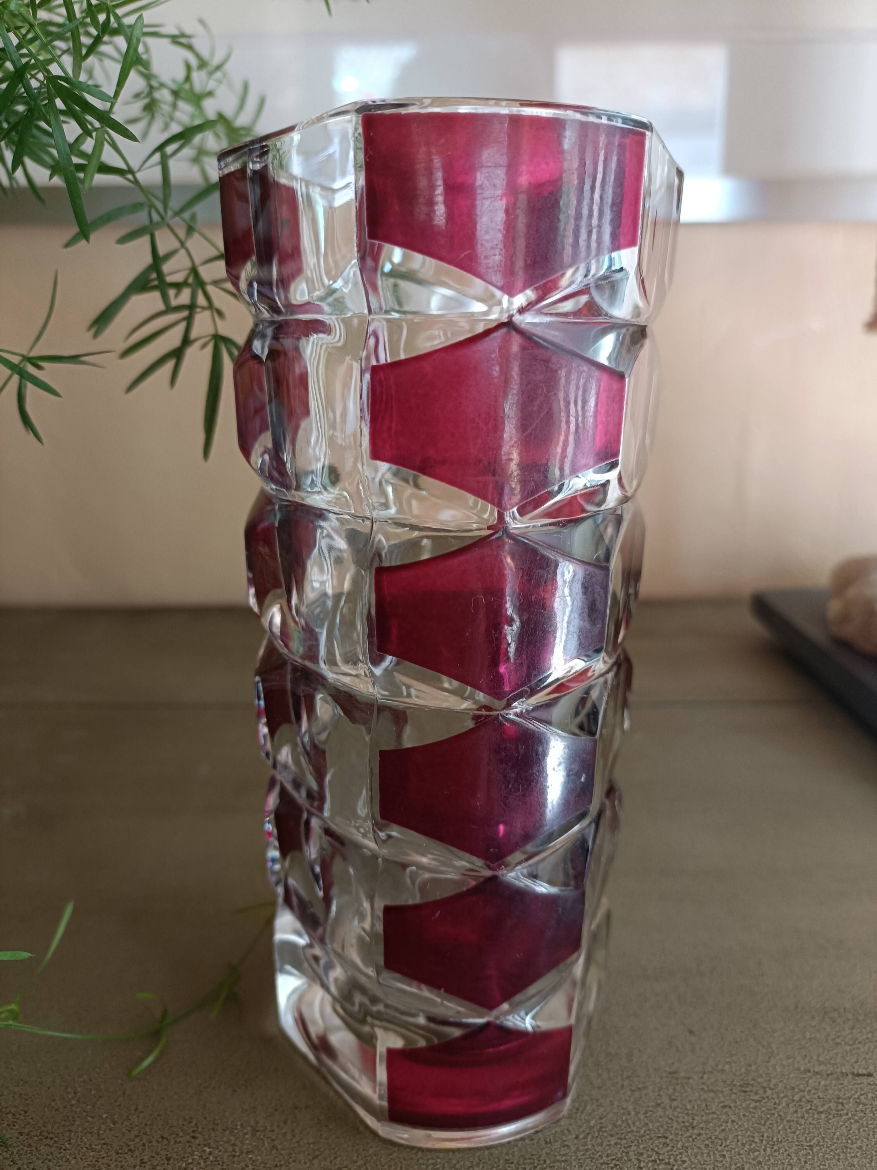 Two-tone art deco molded glass vase