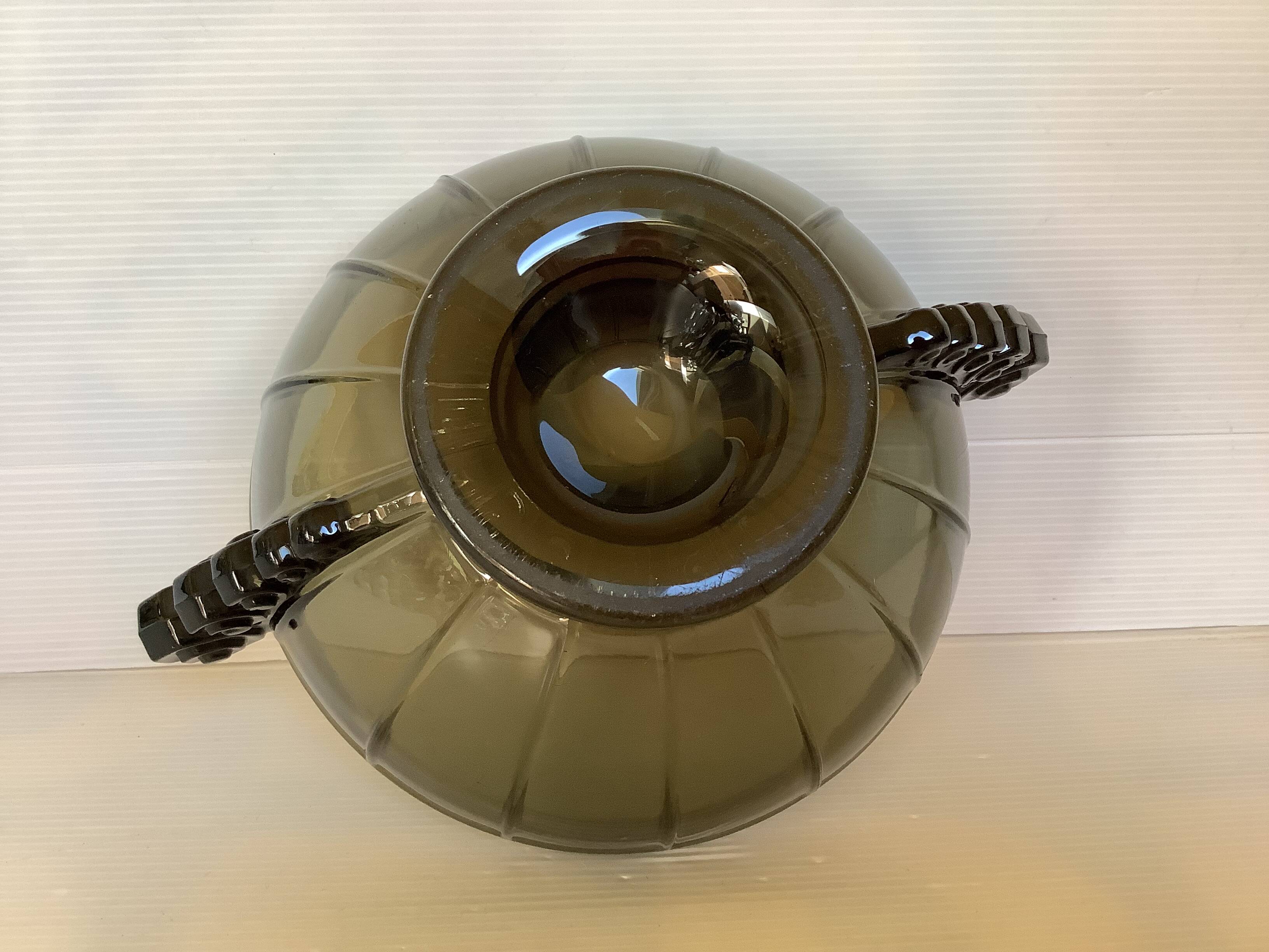 Geometric cup pressed molded glass art deco