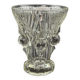 Vintage thick moulded glass/crystal vase Sculptural design Art Deco