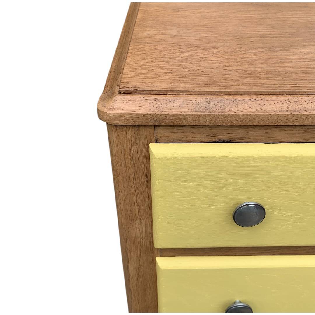 Art Deco chest of drawers in raw oak and yellow