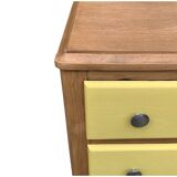 Art Deco chest of drawers in raw oak and yellow