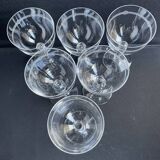 6 verres à eau en cristal léger soufflé, taillé et guilloché