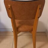 Set of 4 vintage chairs, in beech and imitation leather.