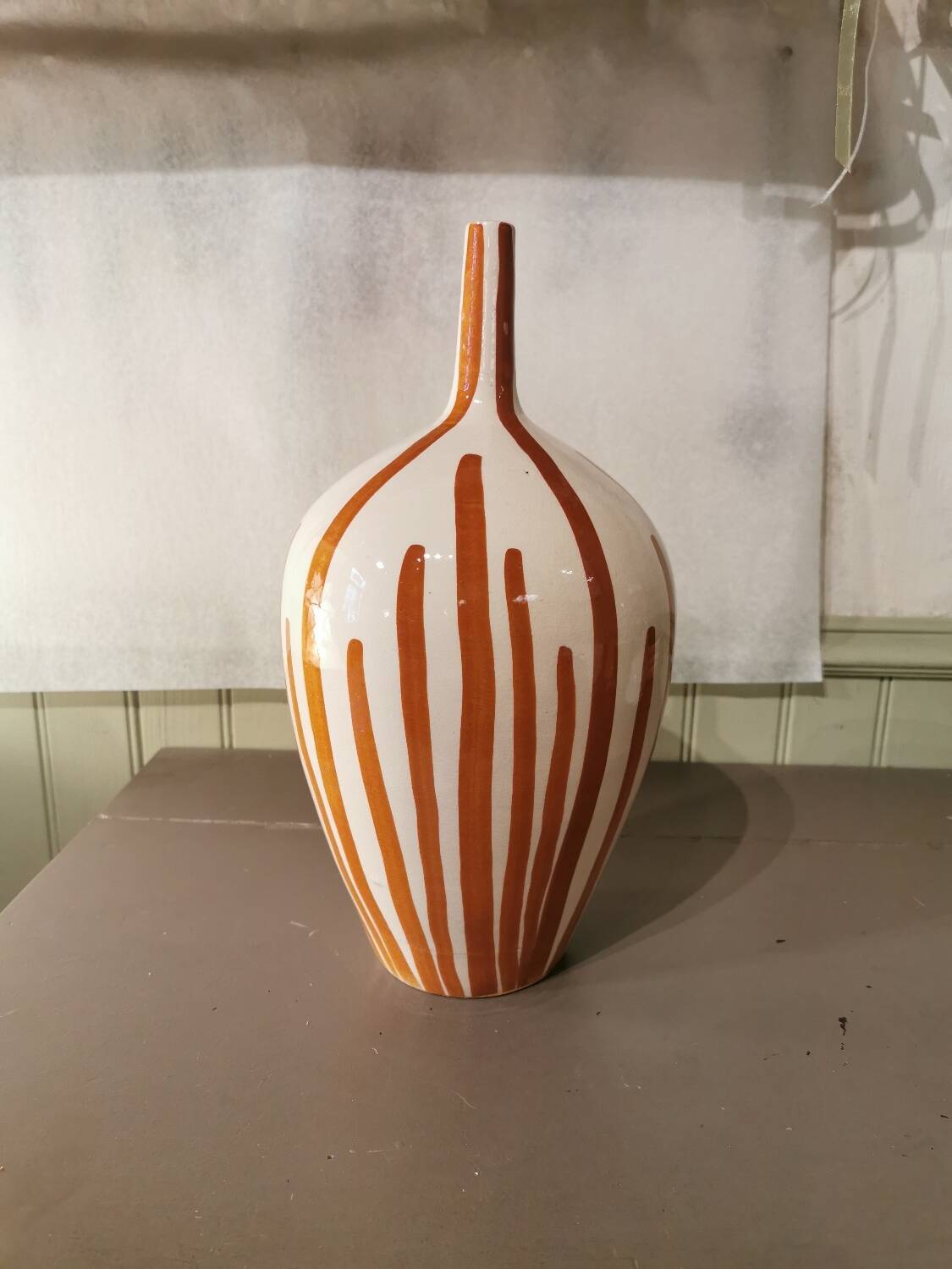 Moroccan striped ceramic vase