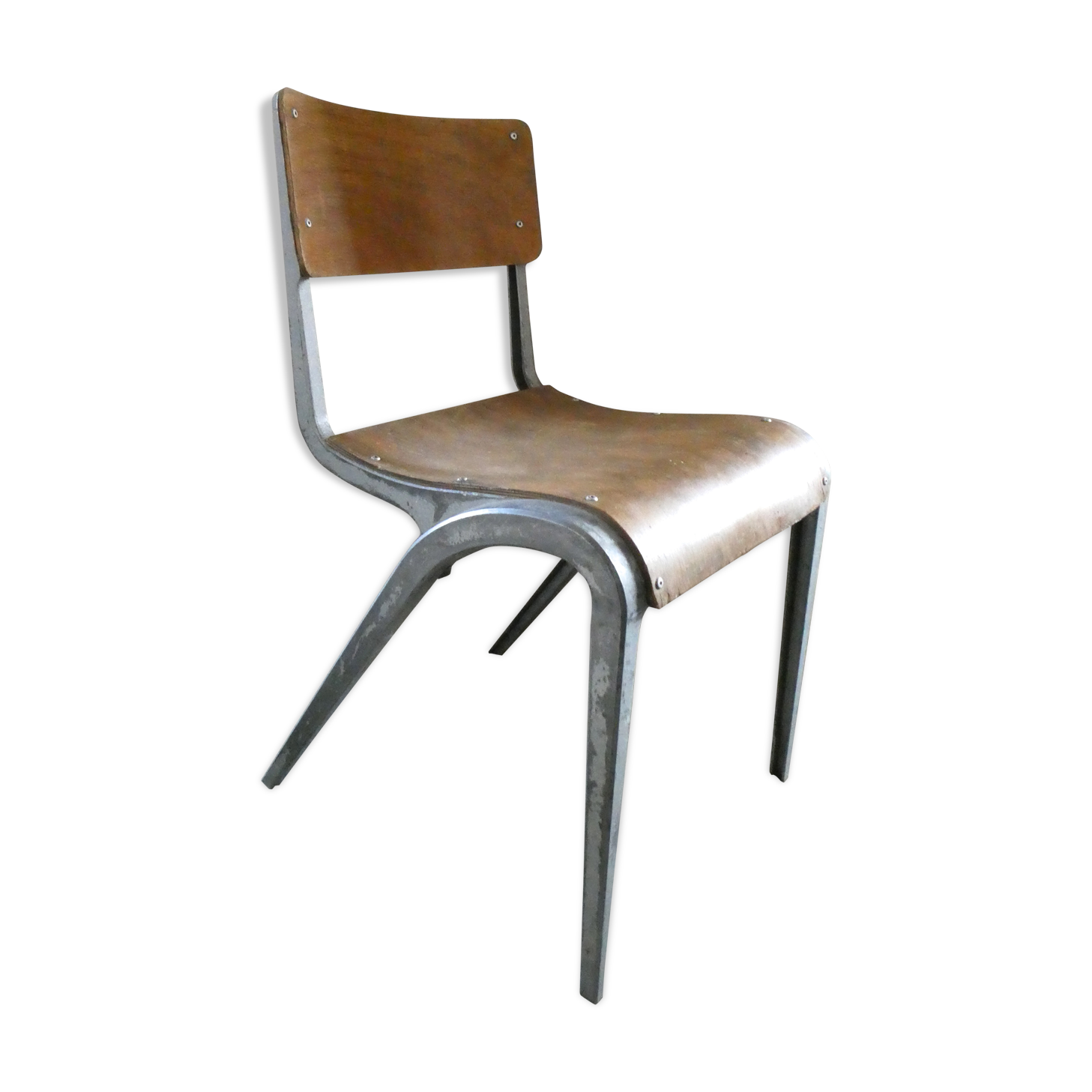 Chair in metal and wood of James Léonard 50 years