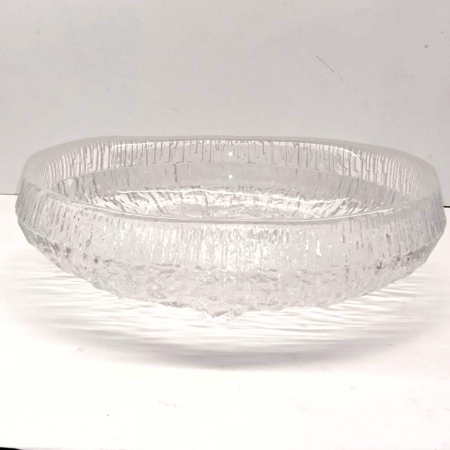 Crystal Bowl Empty Pocket 28 cm Signed Tapio Wirkkala Lunaria Design Finland