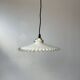 Vintage opaline glass pendant light with scalloped edges, 24 cm