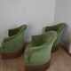 3 fauteuils crapaud en tissu vert