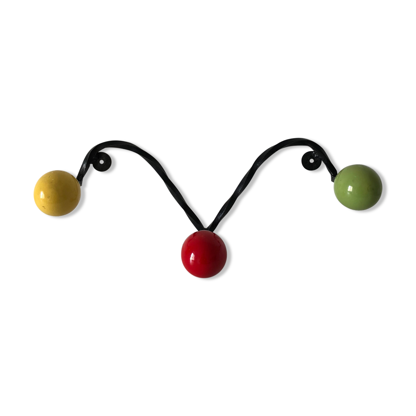 Coat rack 3 balls wood vintage 1960