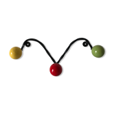 Coat rack 3 balls wood vintage 1960