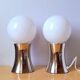 Pair of chromed metal and opaline lamps, 1980.