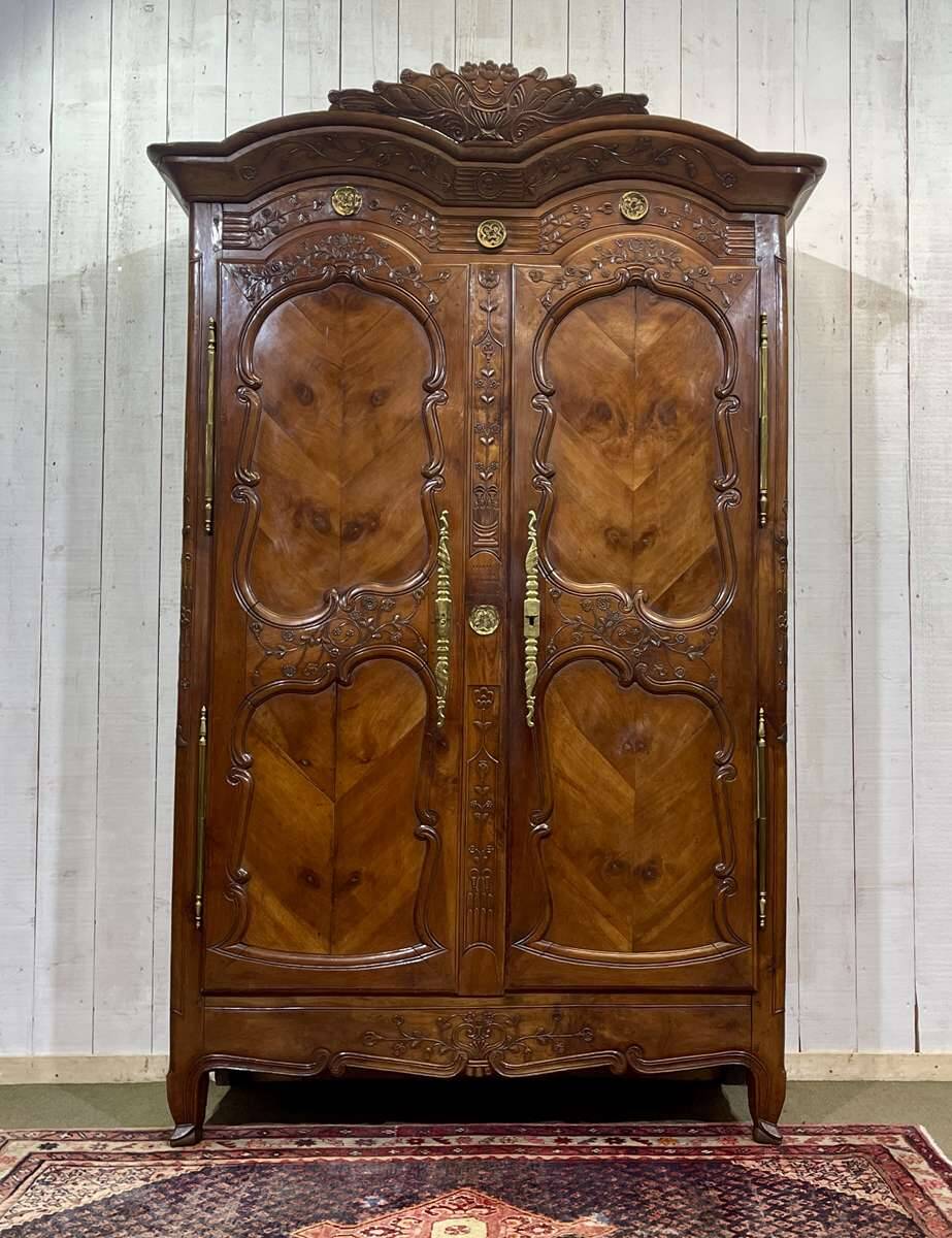 19th-century Rennes wardrobe in cherry wood signed Louis Boutin