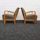 Chaises en bois d'orme art déco du milieu du siècle avec tapisserie fendi, 1940
