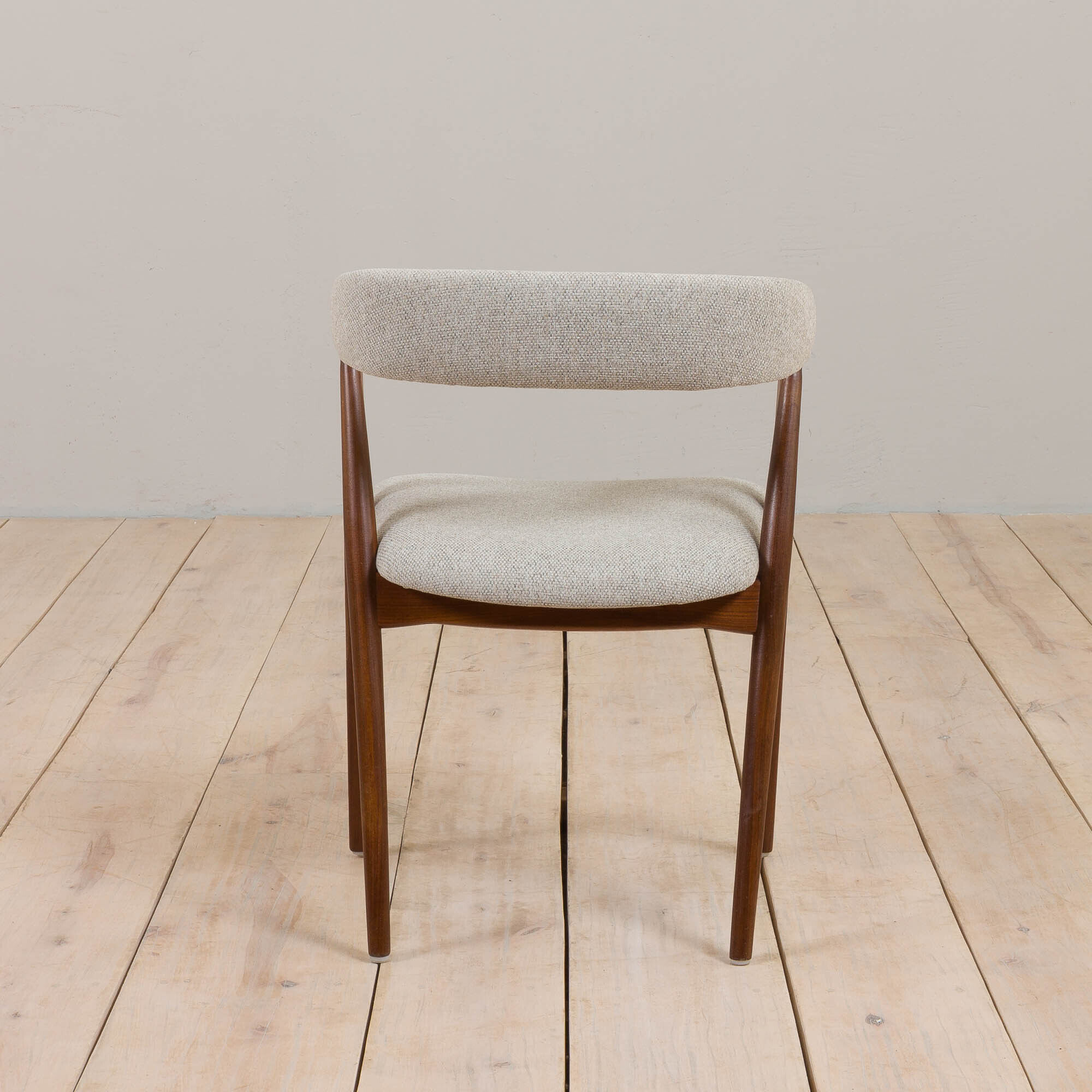 Set of 14 mid-century Danish teak dining chairs by Th Harlev for Farstrup Møbler in blue wool 1950