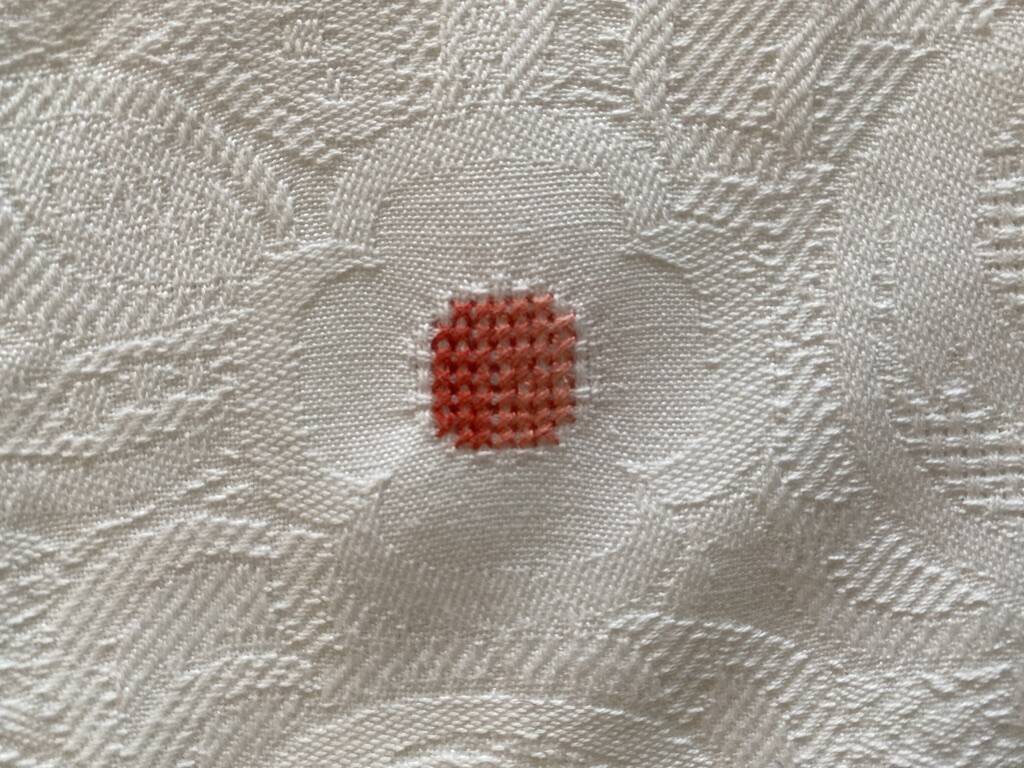 Lot de 12 serviettes damassées brodées à la main - 48x48 cm - Coton
