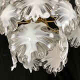 Mazzega glass white chandelier