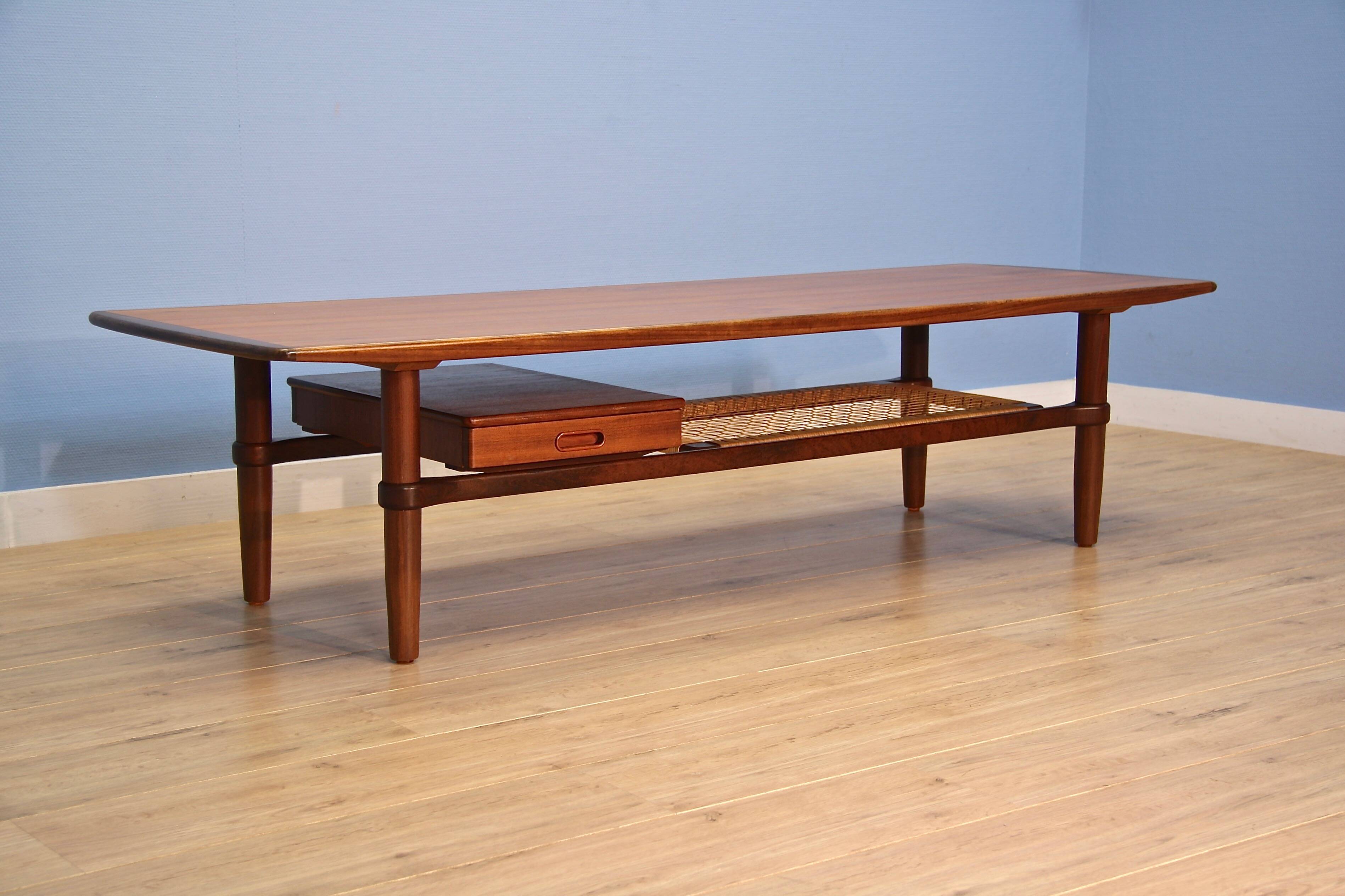 Danish coffee table with drawer in teak, 1960s
