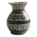 Vase céramique ancienne fait main, ornements géométriques style Punter.