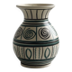 Old handmade ceramic vase, Punter style geometric ornaments.
