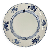 Large round plate Terre de Fer KG Lunéville, model "Jane", blue, 1890-1915.