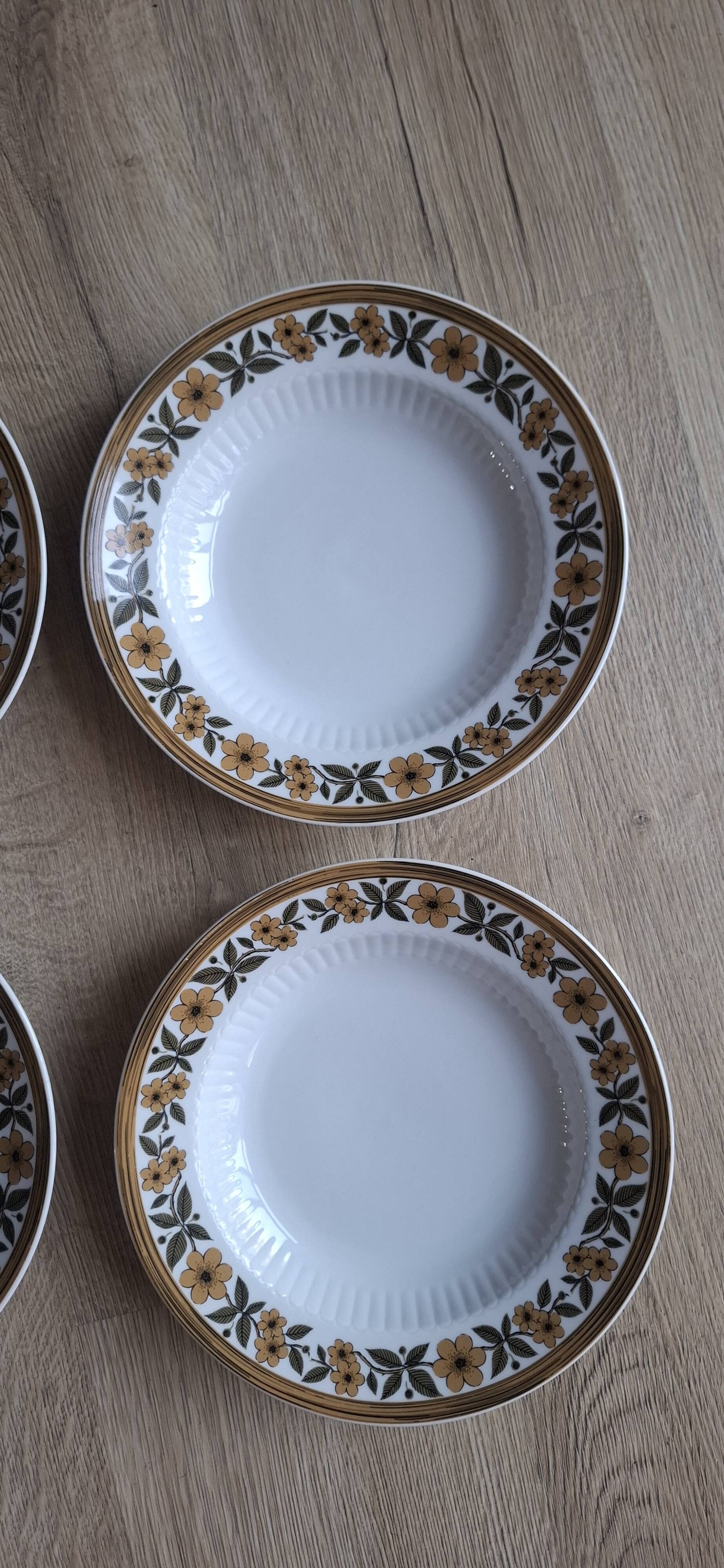 Set of 6 plates Mitteteich Bavaria gold flowers
