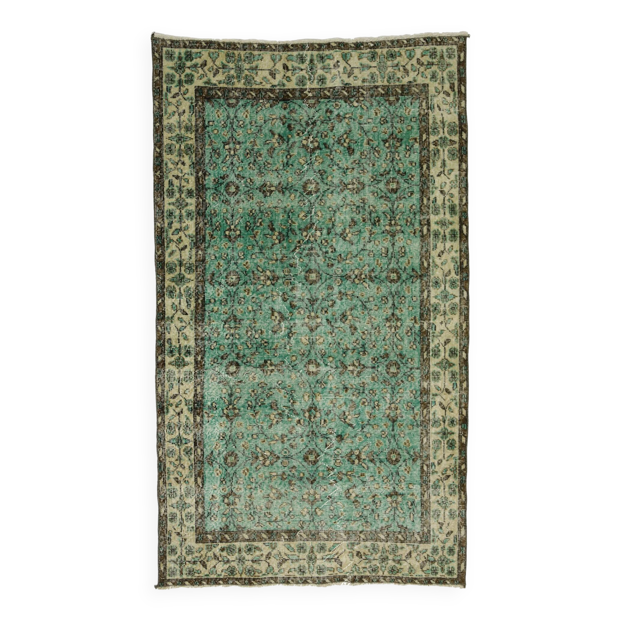 Turkish Anatolian Handmade Vintage Area Rug 198 cm x 113 cm