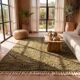 Authentic traditional pure wool Berber rug in green, size 1.4/2.6m.