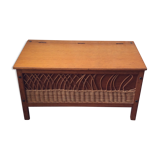 Vintage toy box wood and rattan