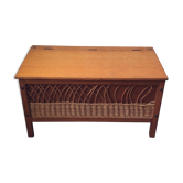 Vintage toy box wood and rattan