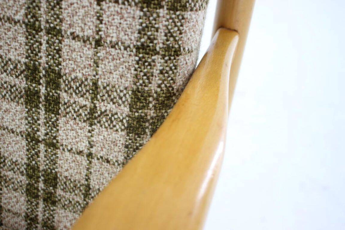 1960s Rare Mid-Century Modern Beech Wing Armchair by ÚLUV, Czechoslovakia