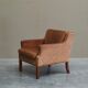 1970s patinated leather Scandinavian lounge chair